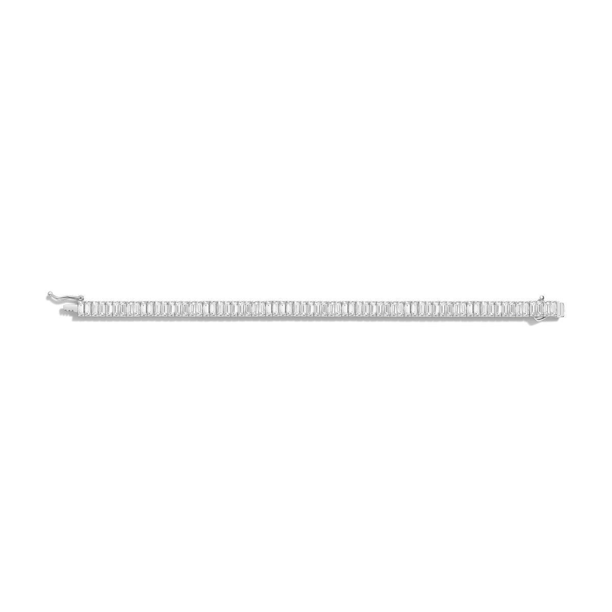 White Sapphire Baguette Tennis Bracelet Vermeil White Gold 6.5in 7in 12ct