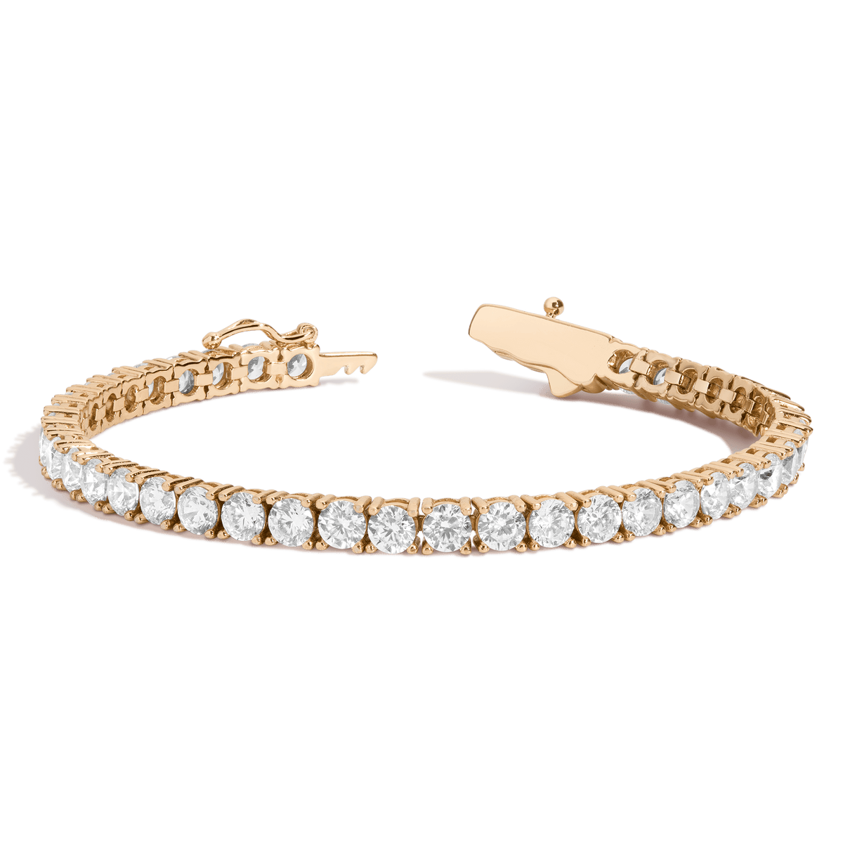 White Sapphire Tennis Bracelet Vermeil Yellow Gold 6in (XS) 6.5in (S) 7in (M) 10ct