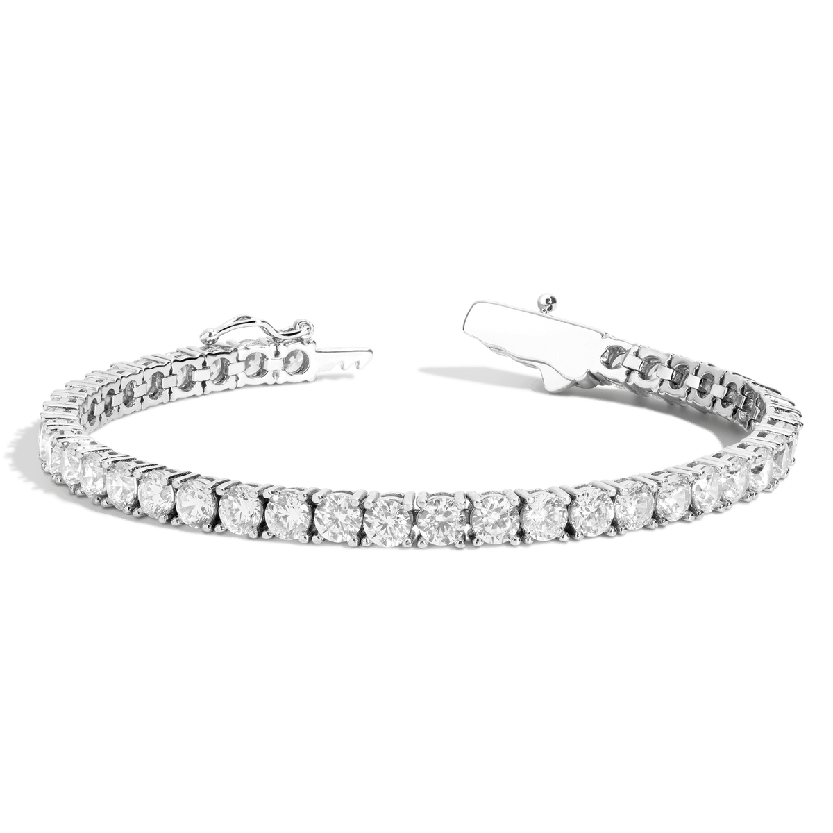 White Sapphire Tennis Bracelet Vermeil White Gold 6in (XS) 6.5in (S) 7in (M) 10ct