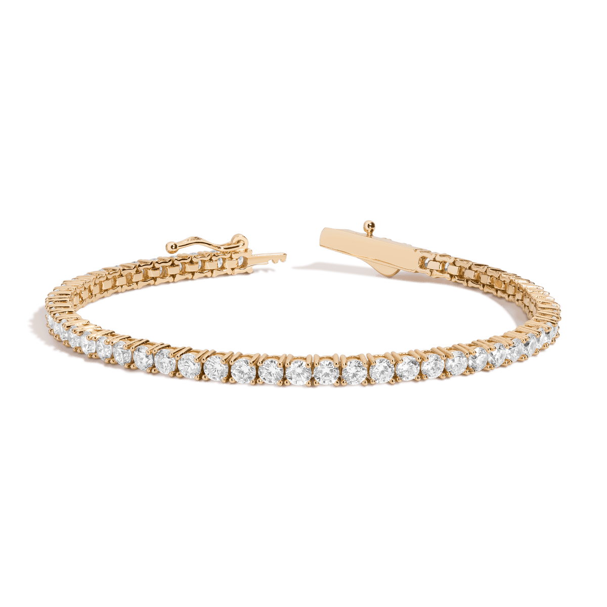 White Sapphire Tennis Bracelet Vermeil Yellow Gold 6in (XS) 6.5in (S) 7in (M) 7.5in (L) 6ct First