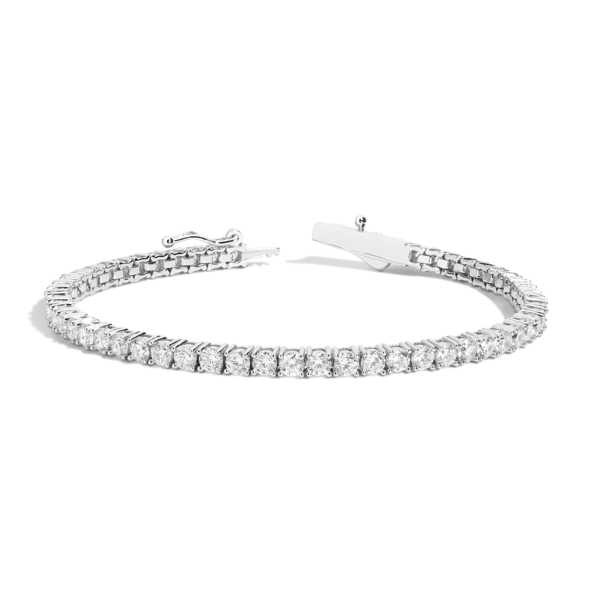 White Sapphire Tennis Bracelet Vermeil White Gold 6in (XS) 6.5in (S) 7in (M) 7.5in (L) 6ct First