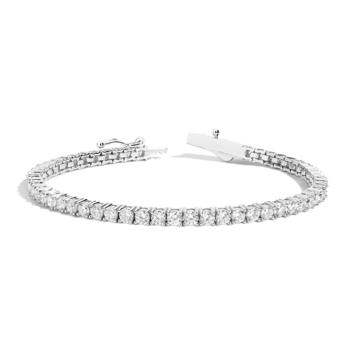 Boyfriend Lab Grown White Sapphire Tennis Bracelet Vermeil White Gold 7ct 7in 7.5in 8in First