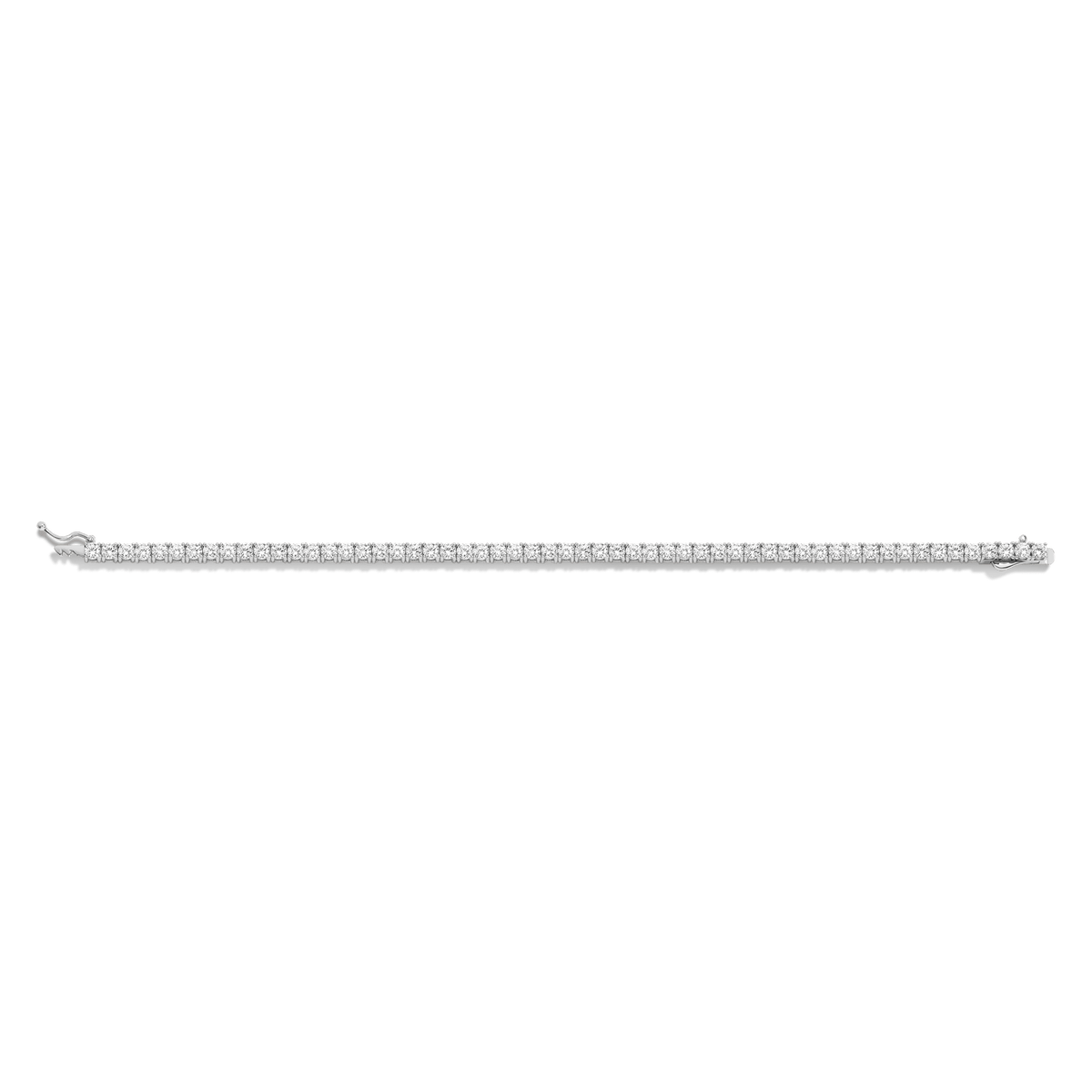 White Sapphire Tennis Bracelet Vermeil White Gold 6in (XS) 6.5in (S) 7in (M) 7.5in (L) 6ct