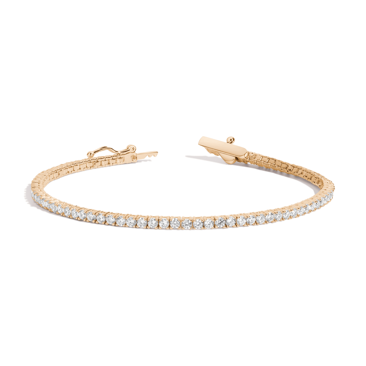 White Sapphire Tennis Bracelet Vermeil Yellow Gold 6in (XS) 6.5in (S) 7in (M) 7.5in (L) 3ct