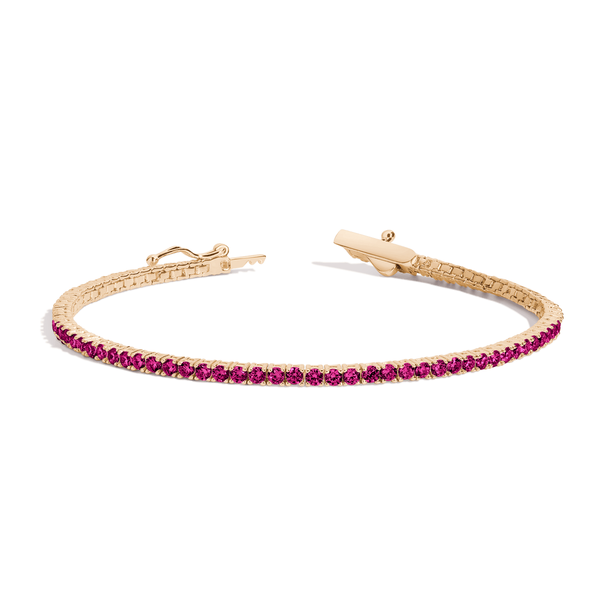 Red Ruby Tennis Bracelet Vermeil Yellow Gold 6.5in 7in 3ct