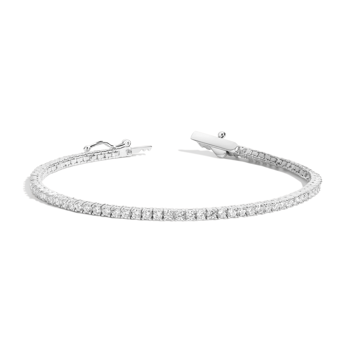 White Sapphire Tennis Bracelet Vermeil White Gold 6in (XS) 6.5in (S) 7in (M) 7.5in (L) 3ct