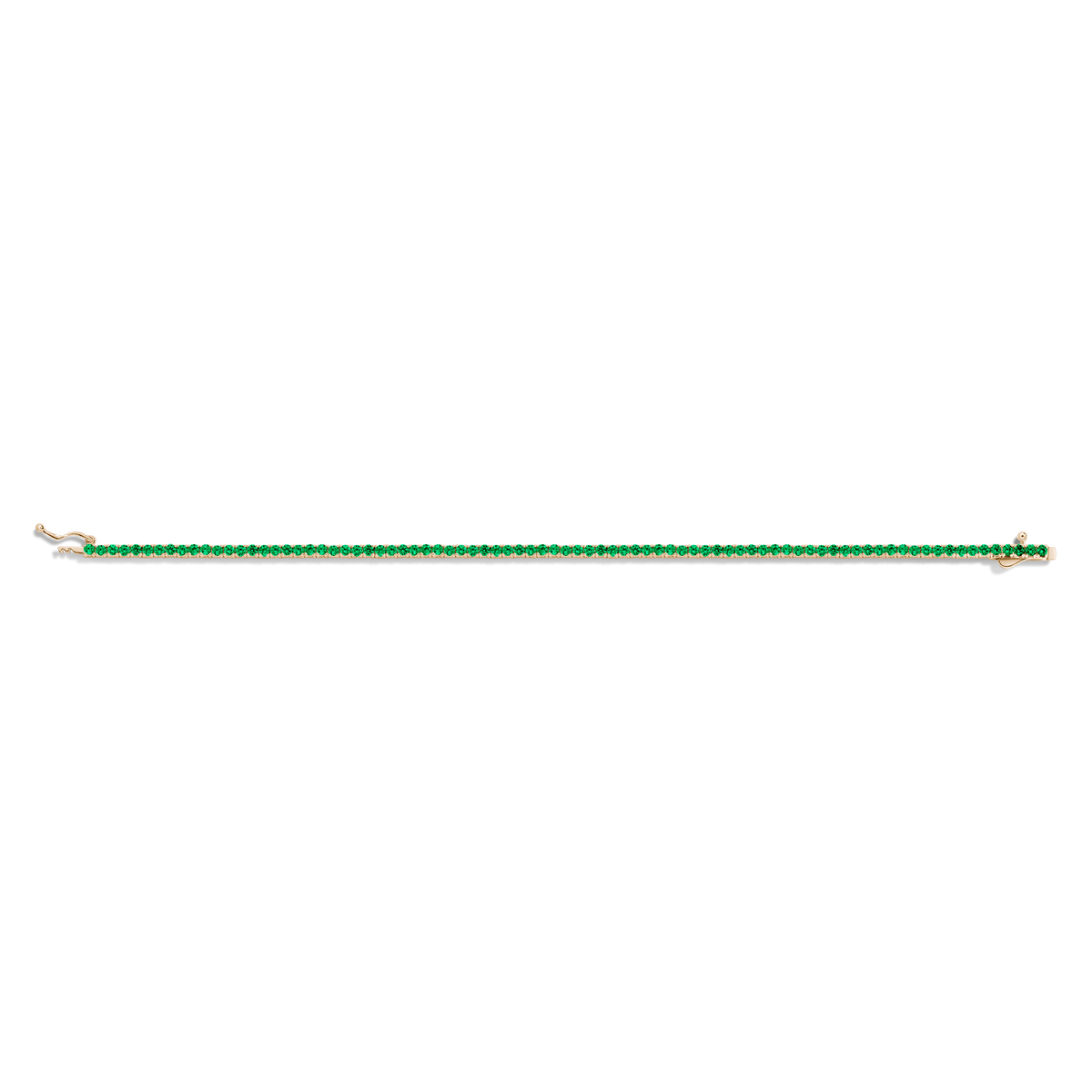 Green Emerald Tennis Bracelet Vermeil Yellow Gold 6.5in 7in 3ct