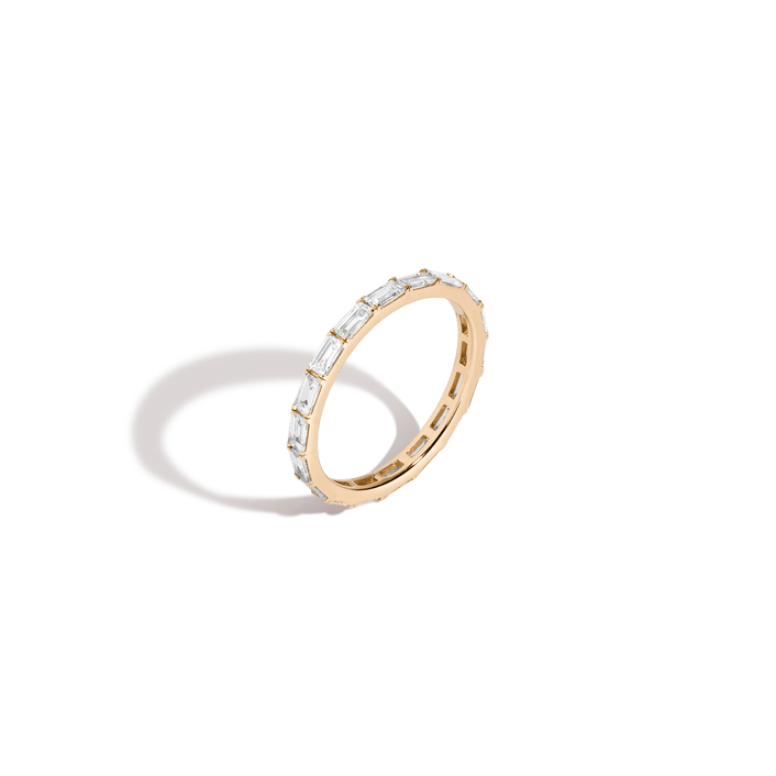 Horizontal Baguette Diamond Eternity Ring 14k 18k Yellow Gold First Lab-grown Natural First