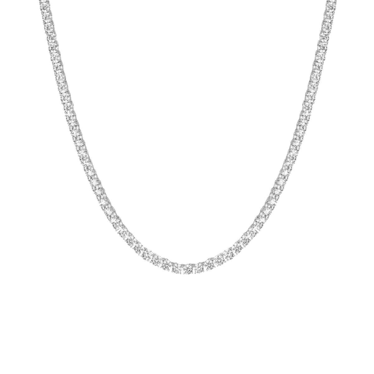 White Sapphire Tennis Necklace Vermeil White Gold 15in 16in 17in 22ct
