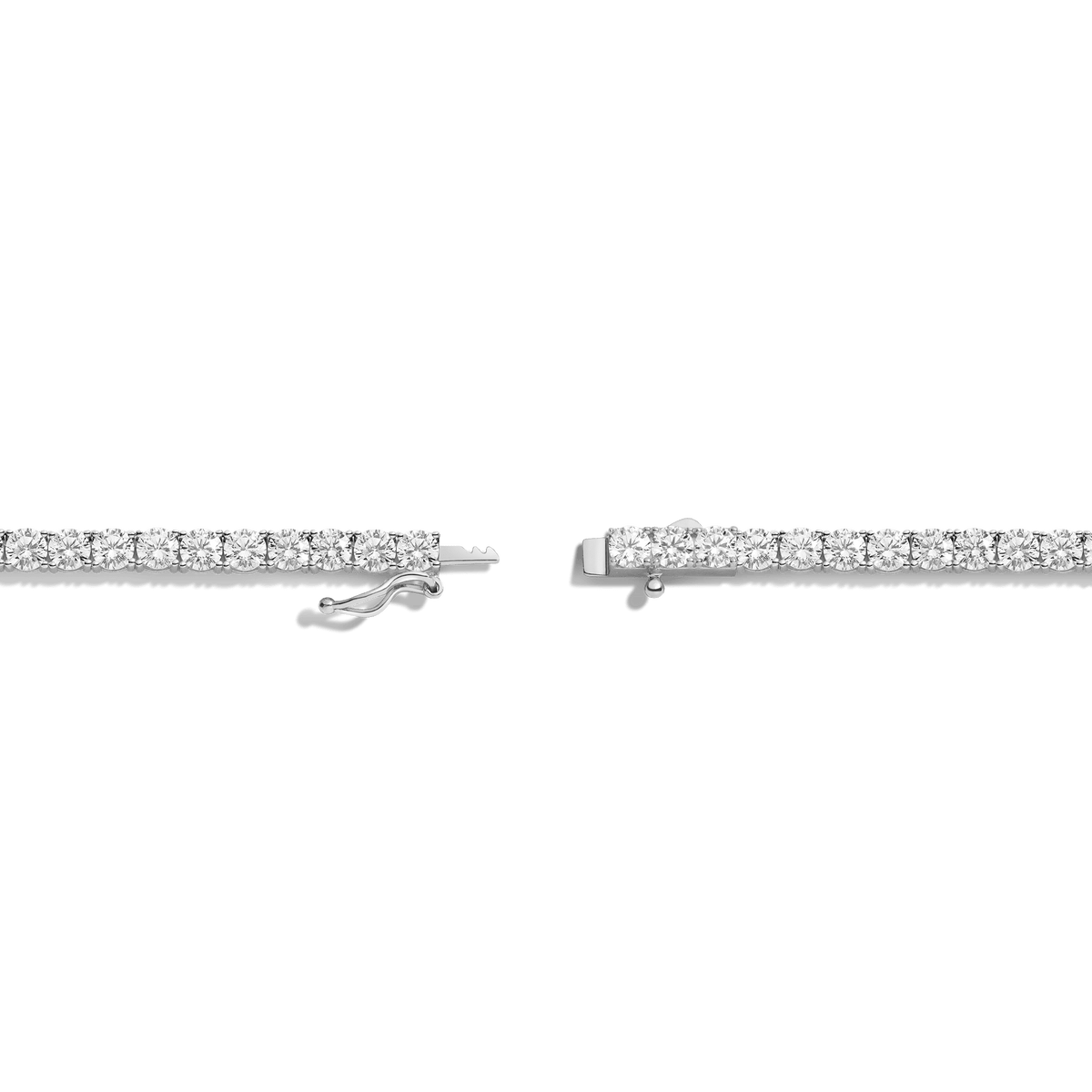 White Sapphire Tennis Necklace Vermeil White Gold 15in 16in 17in 22ct