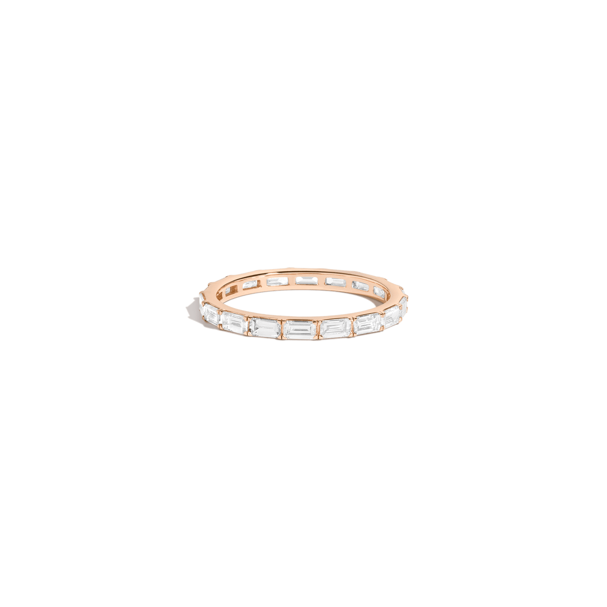 Horizontal Baguette Diamond Eternity Ring 14k 18k Rose Gold First Lab-grown Natural