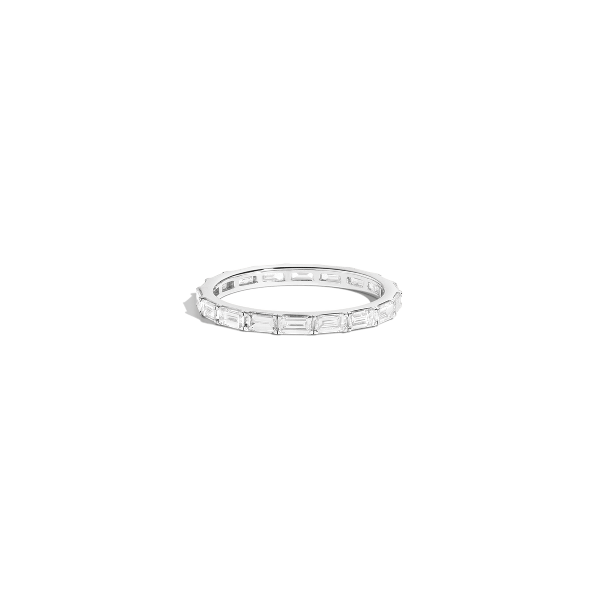 Horizontal Baguette Diamond Eternity Ring 14k 18k White Gold First Lab-grown Natural