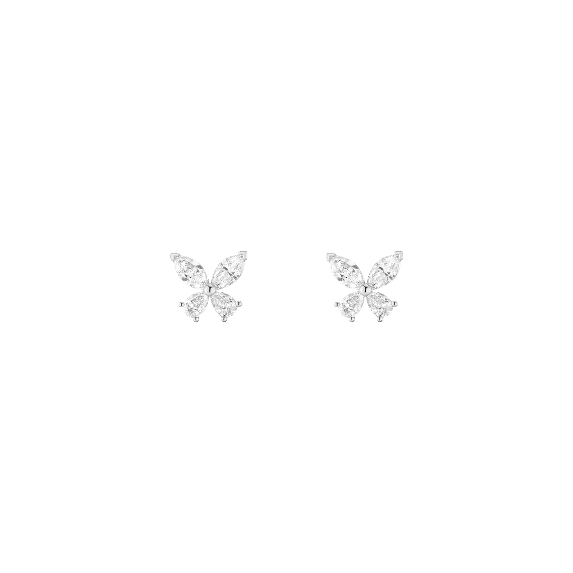 Diamond Butterfly Earrings 14k 18k White Gold Pair Single First