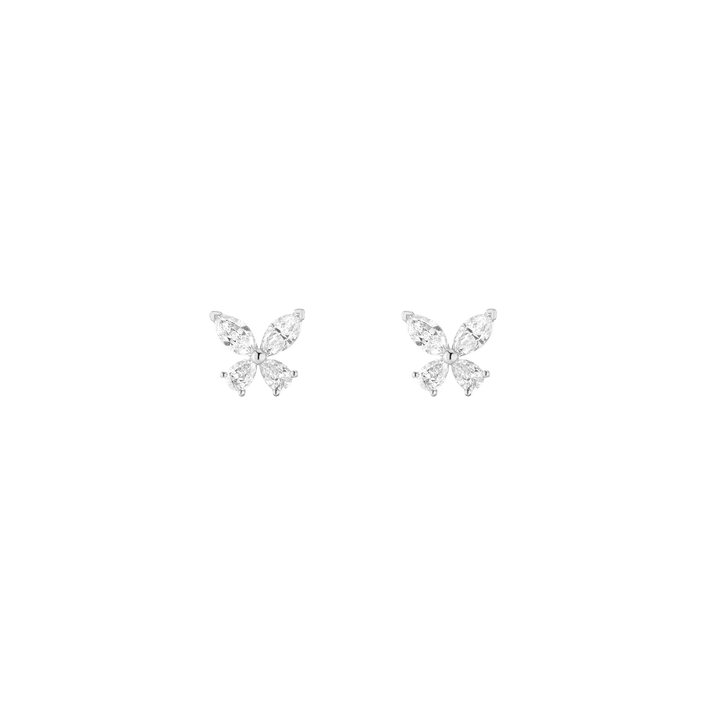Diamond Butterfly Earrings 14k 18k White Gold Pair Single First