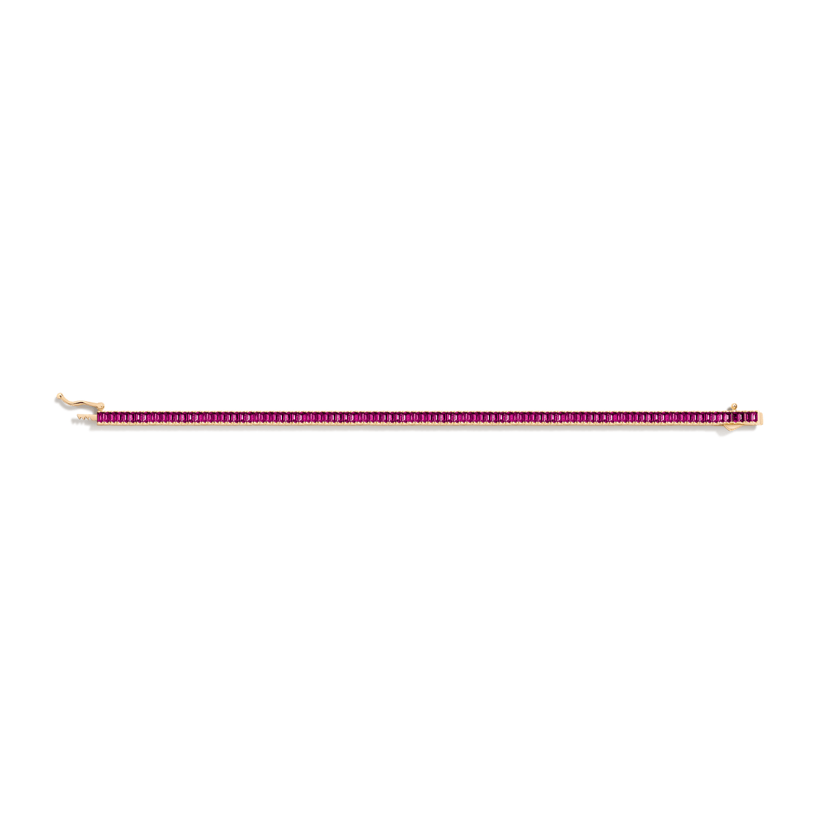 Red Ruby Baguette Tennis Bracelet Vermeil Yellow Gold 6.5in 7in