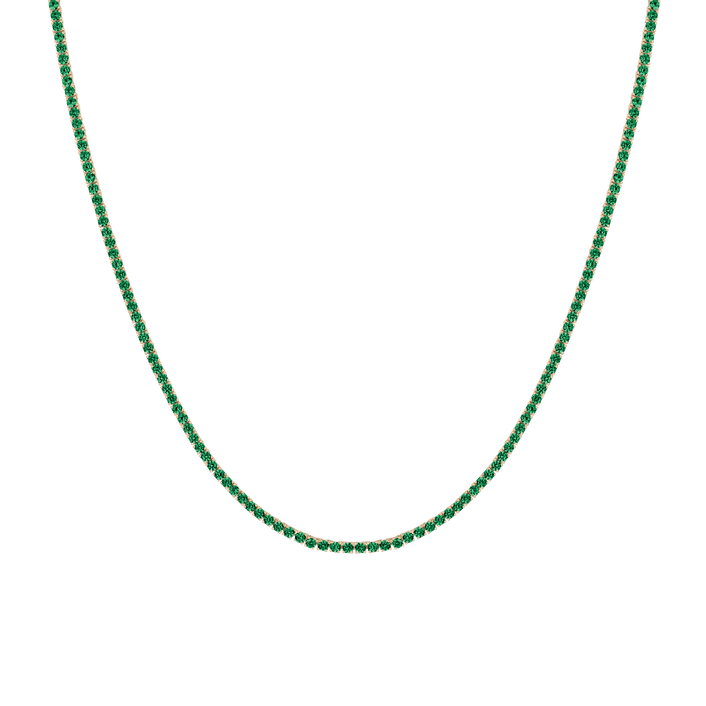 Lab Grown Green Emerald Tennis Necklace