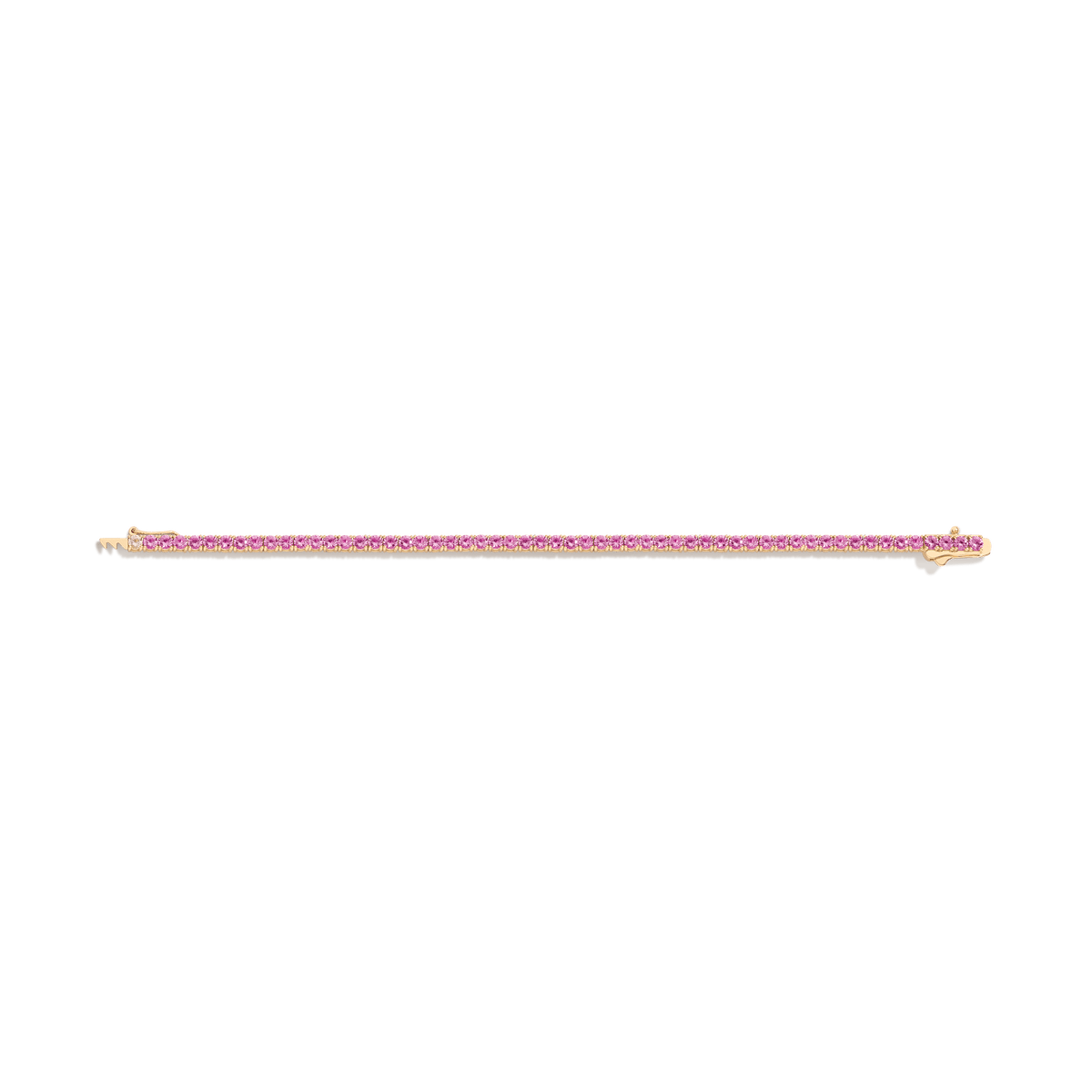 Pink Sapphire Tennis Bracelet Vermeil Yellow Gold 6.5in 7in
