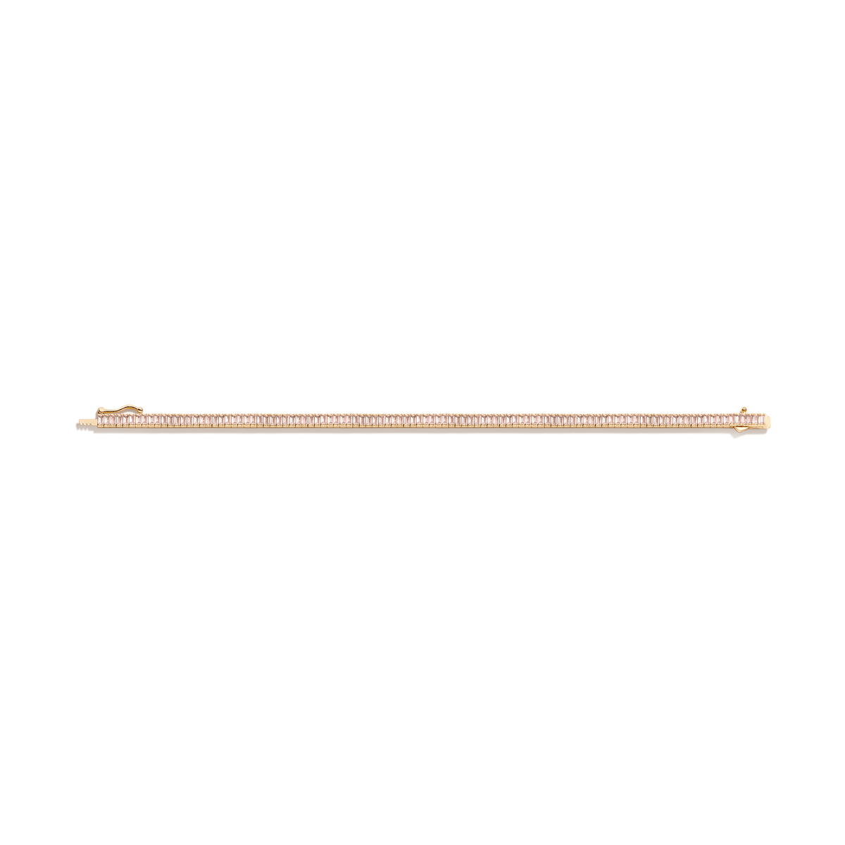 Morganite Baguette Tennis Bracelet Vermeil Yellow Gold 6.5in 7in