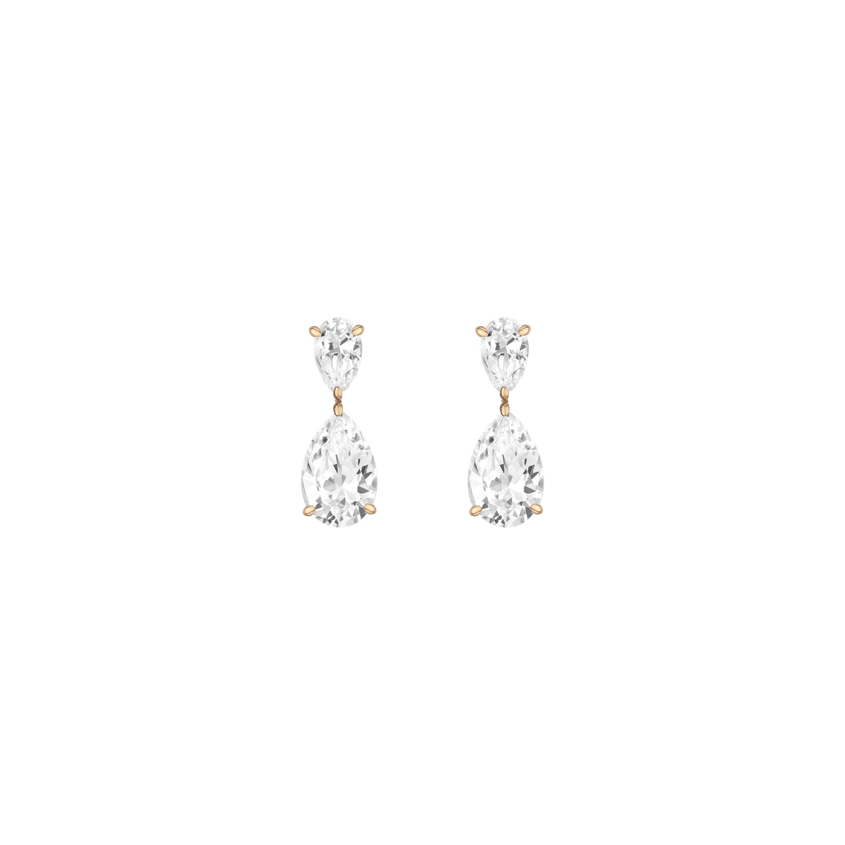White Sapphire Pear Drop Earrings Vermeil Yellow Gold Pair First