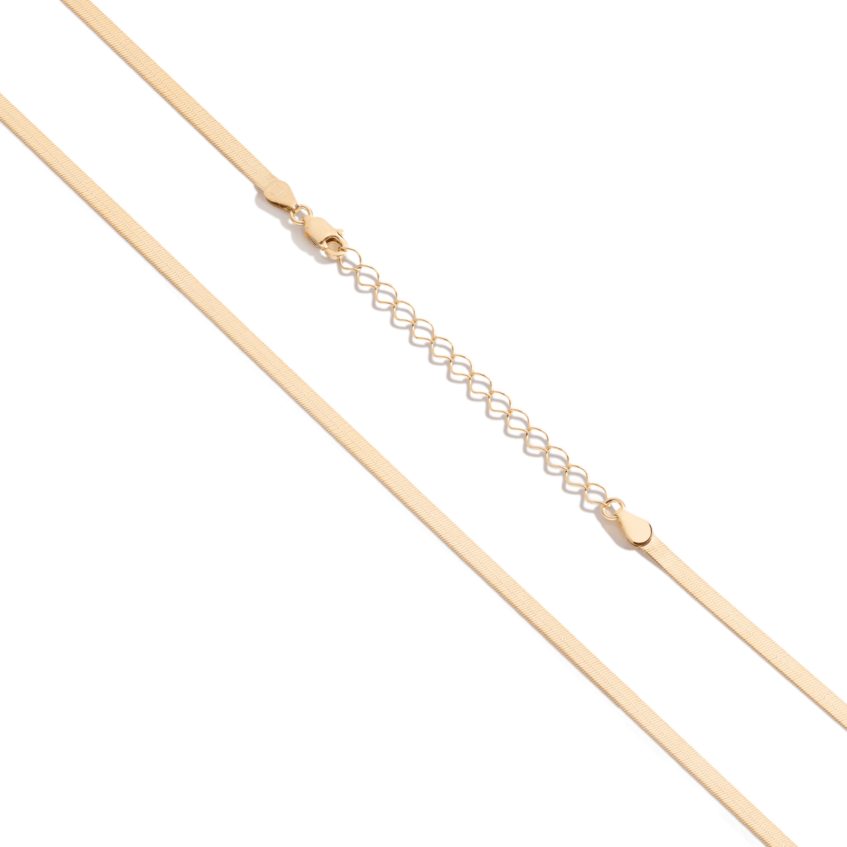 Solid Gold Herringbone Chain Necklace 14k Yellow Gold 3mm 4mm 5mm