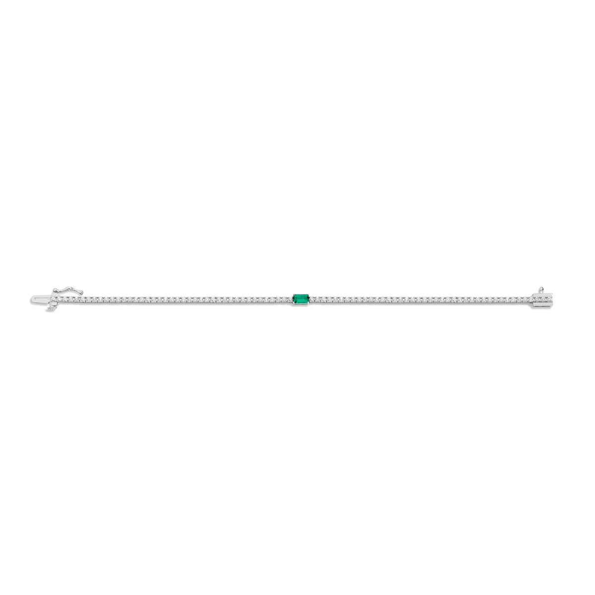 Diamond Tennis Bracelet with Emerald 14K 18K White Gold 6.5in 7in