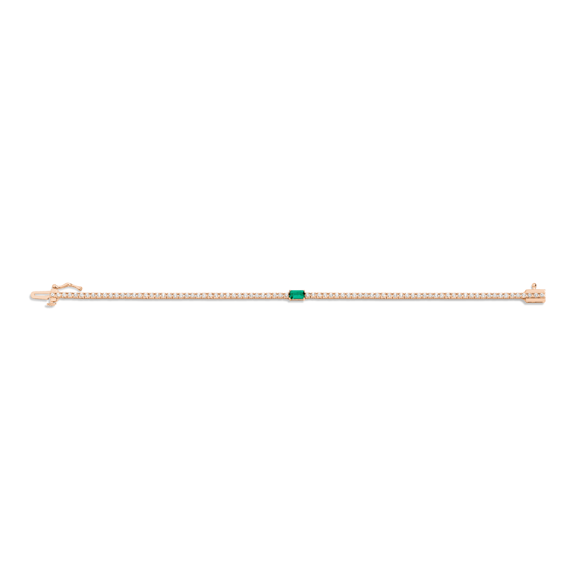 Diamond Tennis Bracelet with Emerald 14K 18K Rose Gold 6.5in 7in