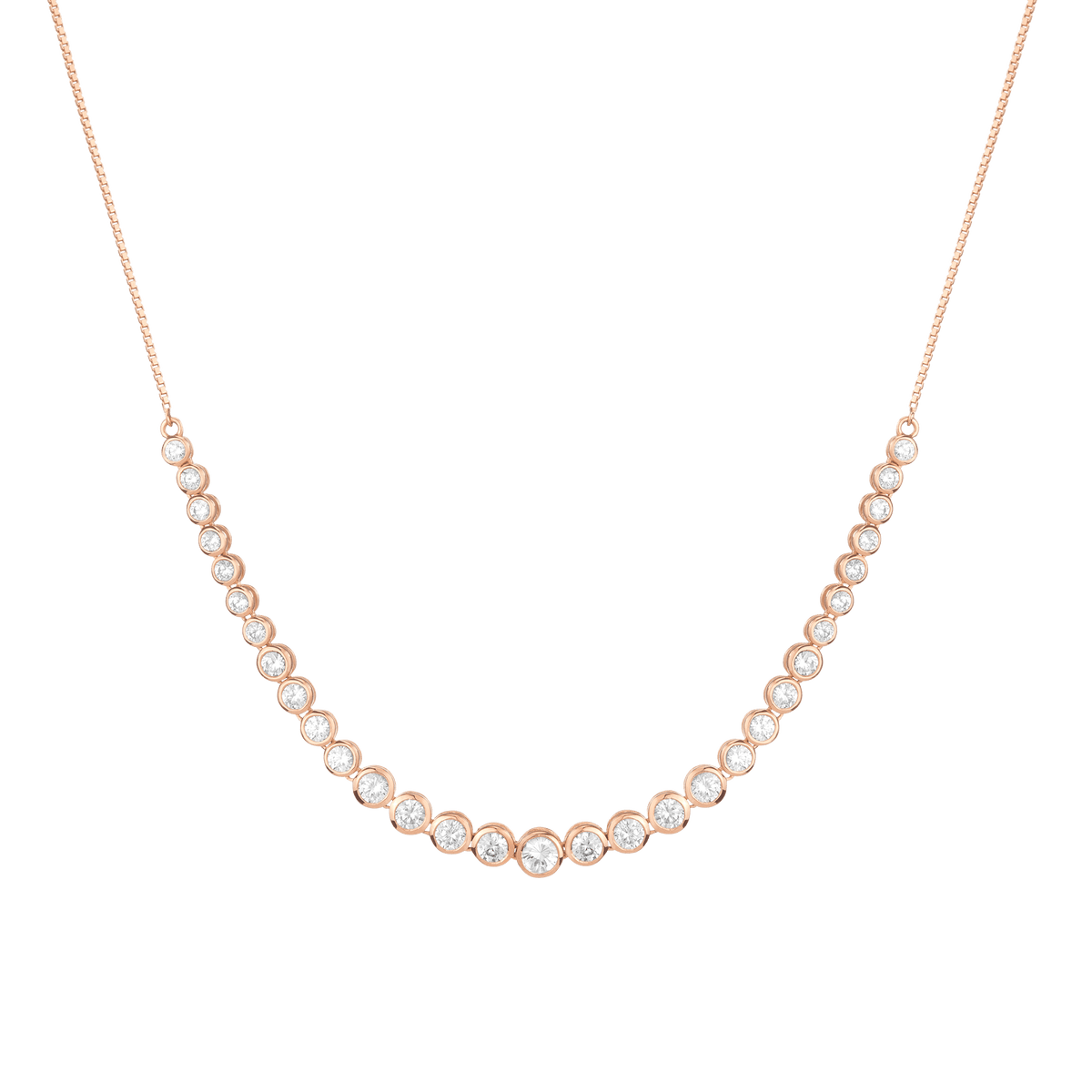 Graduated Diamond Bezel Necklace 14k 18k Rose Gold First