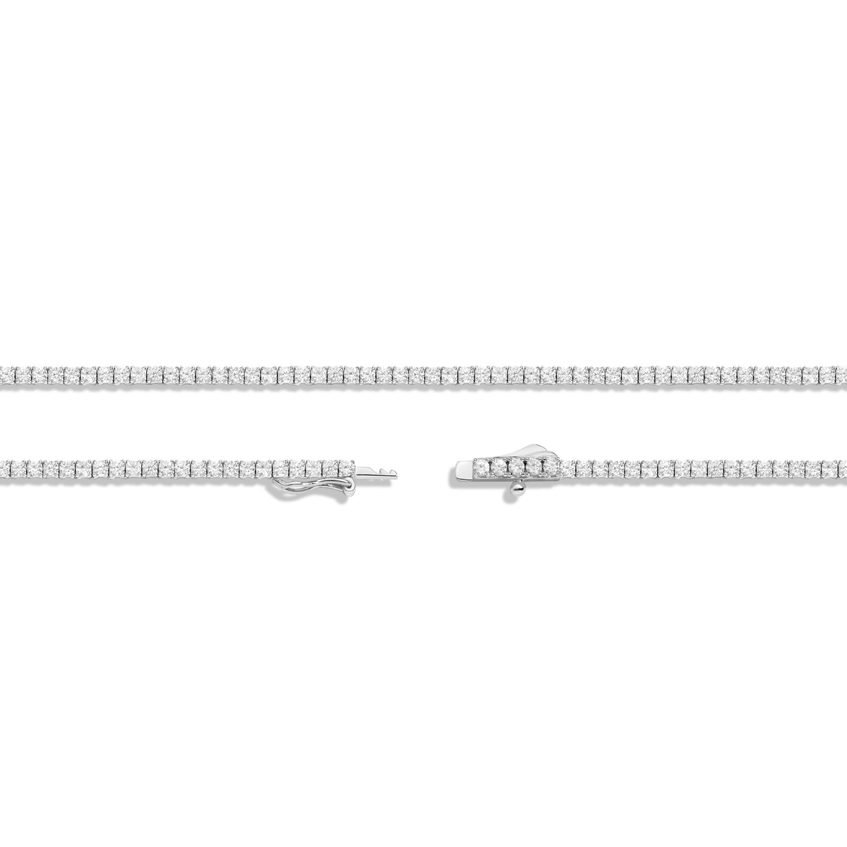 White Sapphire Tennis Necklace Vermeil White Gold 15in 16in 17in 7ct