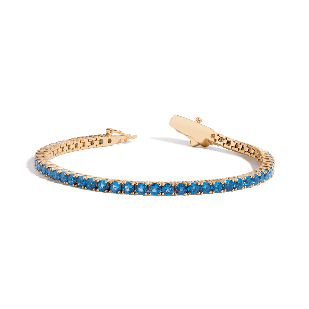 Blue Topaz Tennis Bracelet Vermeil Yellow Gold 6.5in 7in First