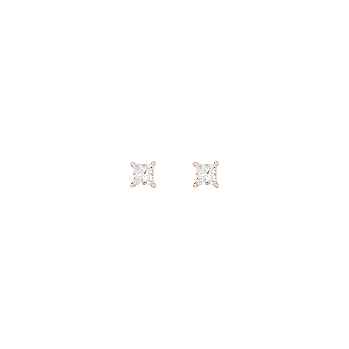 Princess Lab Grown Diamond Stud Earrings 14k 18k Rose Gold Single Pair First