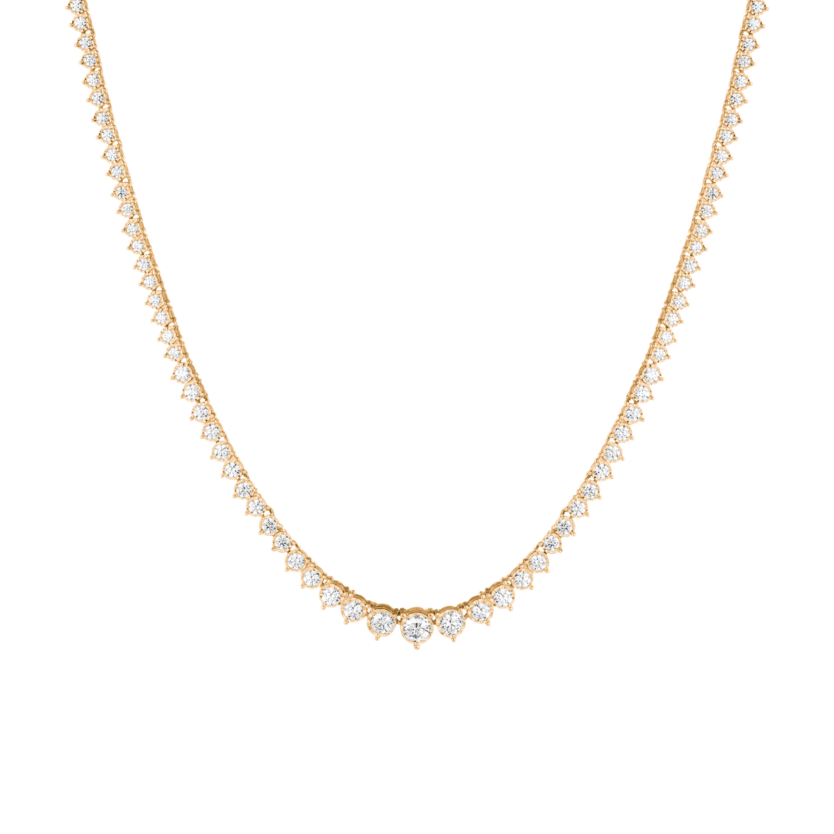 Three-Prong Graduated Tennis Necklace 14k Yellow Gold 16in First