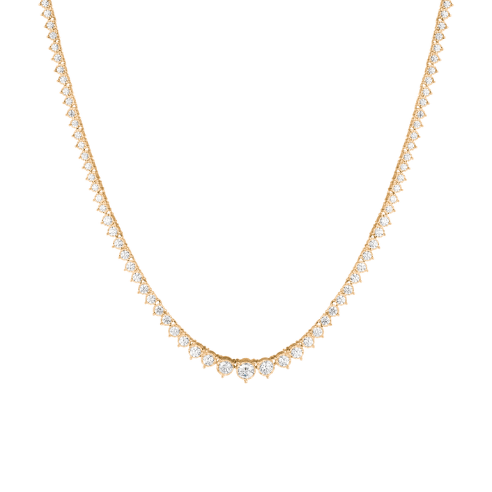 Three-Prong Graduated Tennis Necklace 14k Yellow Gold 16in First