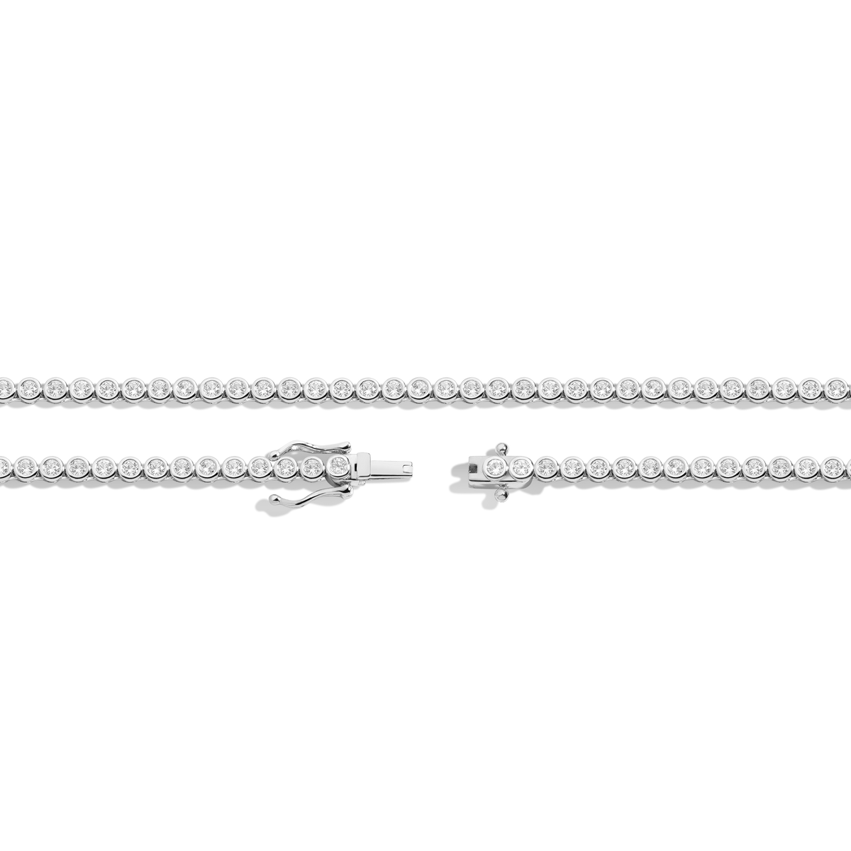 White Sapphire Bezel Tennis Necklace Vermeil 15in 16in White Gold