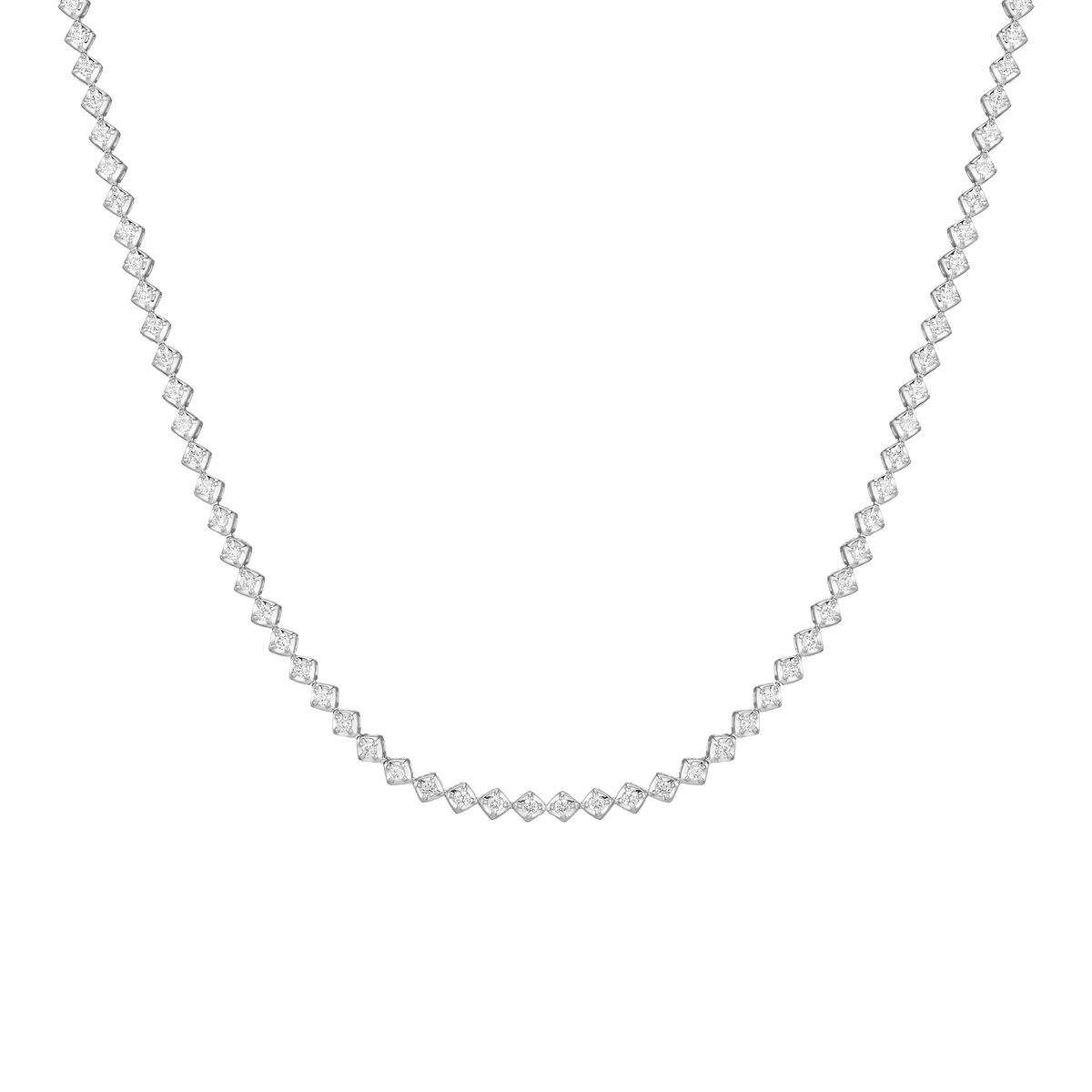 Petite Lab Grown Diamond Tennis Choker Necklace 14k 14in (Choker) 16in White Gold First