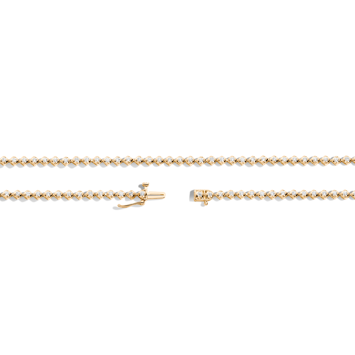 Petite Lab Grown Diamond Tennis Choker Necklace 14k 14in (Choker) 16in Yellow Gold