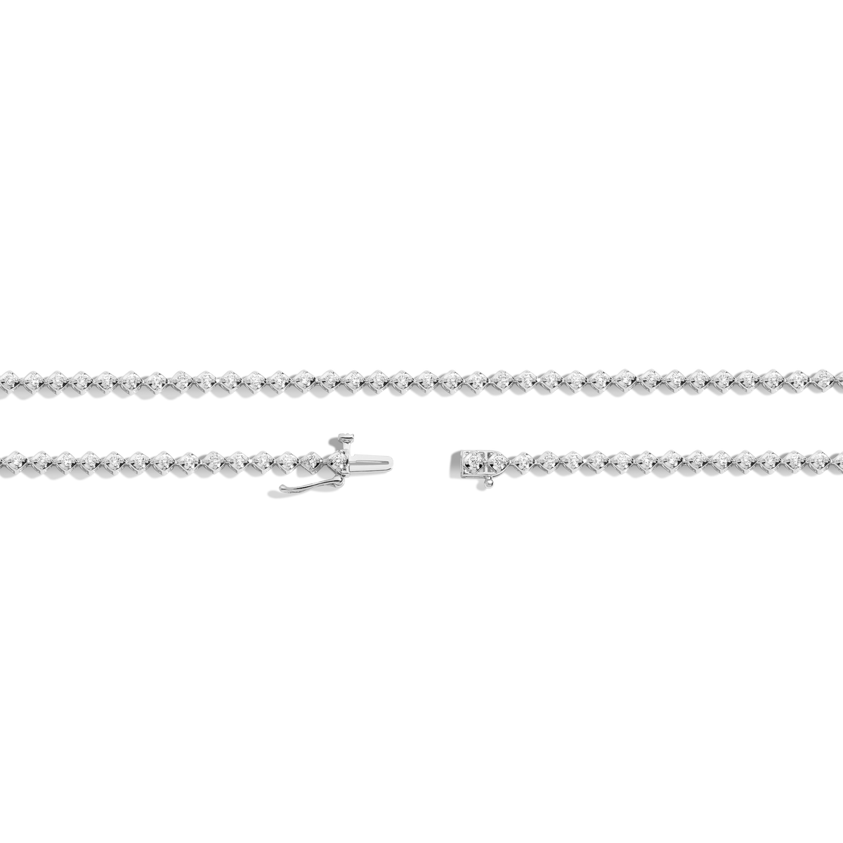 Petite Lab Grown Diamond Tennis Choker Necklace 14k 14in (Choker) 16in White Gold
