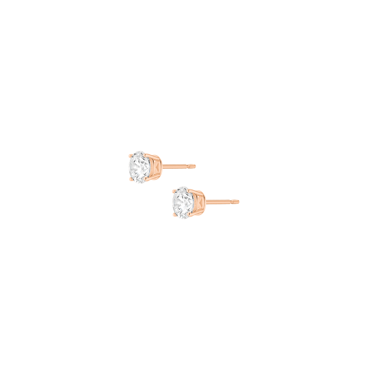 Luxury Round Lab Grown Diamond Studs 14k 2ct Rose Gold
