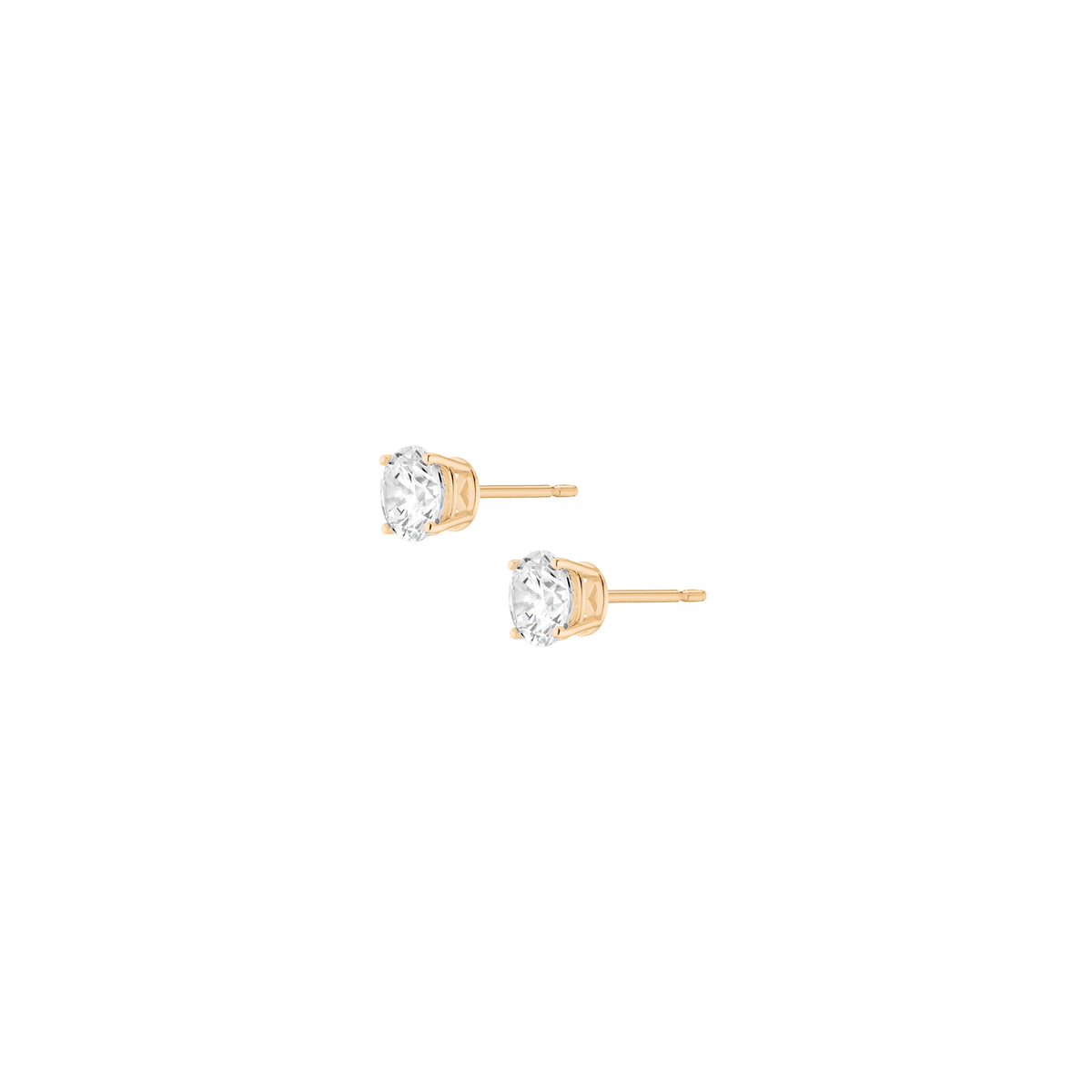 Luxury Round Lab Grown Diamond Studs 14k 2ct Yellow Gold