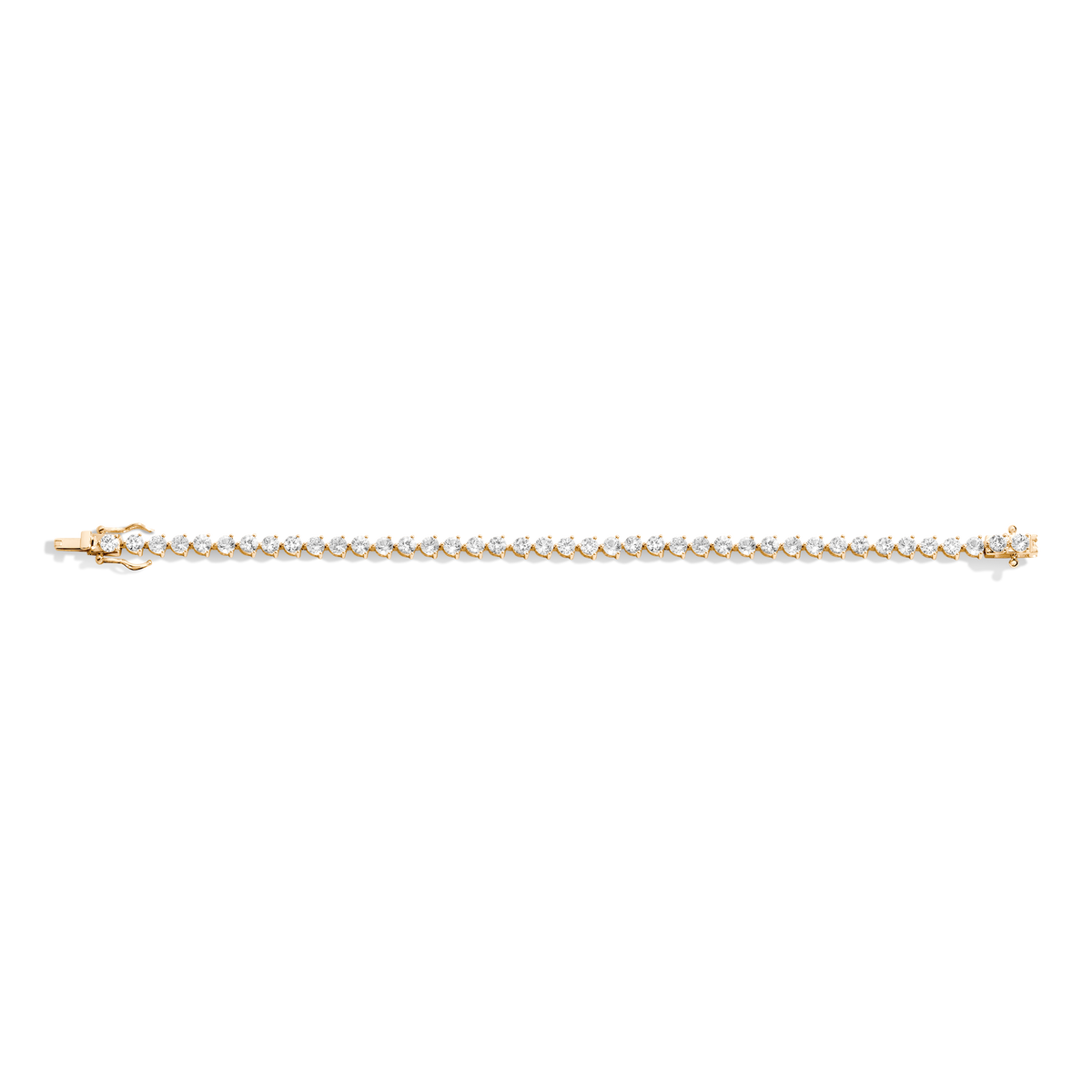 White Sapphire Three-Prong Tennis Bracelet Vermeil 6.5in 7in Yellow Gold