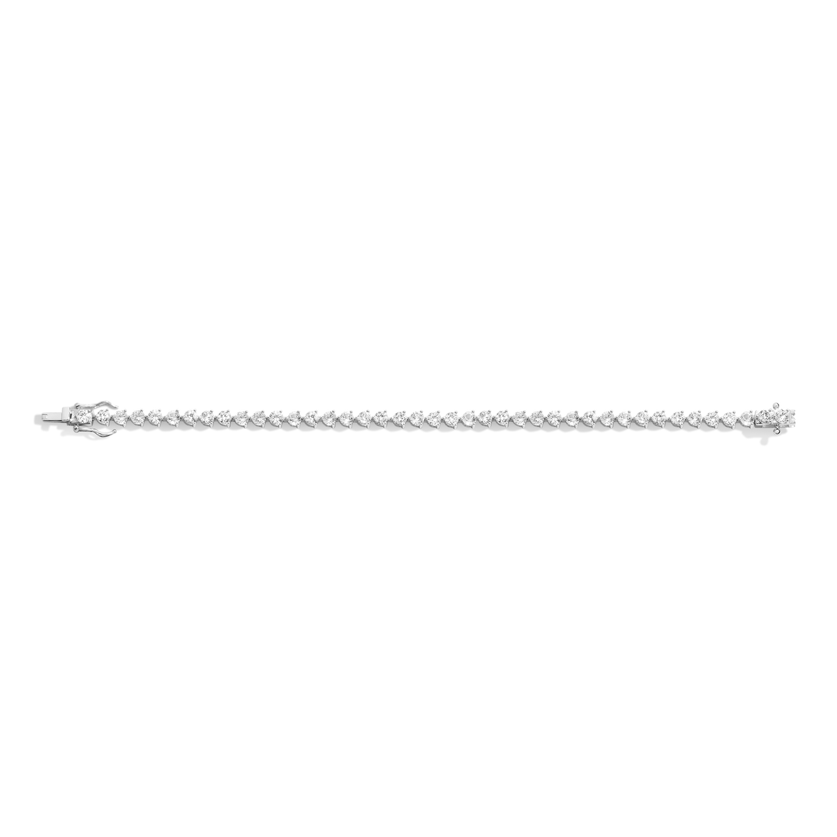 White Sapphire Three-Prong Tennis Bracelet Vermeil 6.5in 7in White Gold