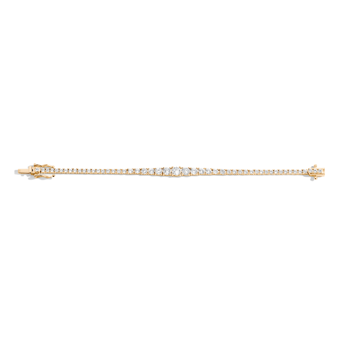 Lab Grown Diamond Graduated Modern Tennis Bracelet 14k 6in 6.5in 7in Yellow Gold