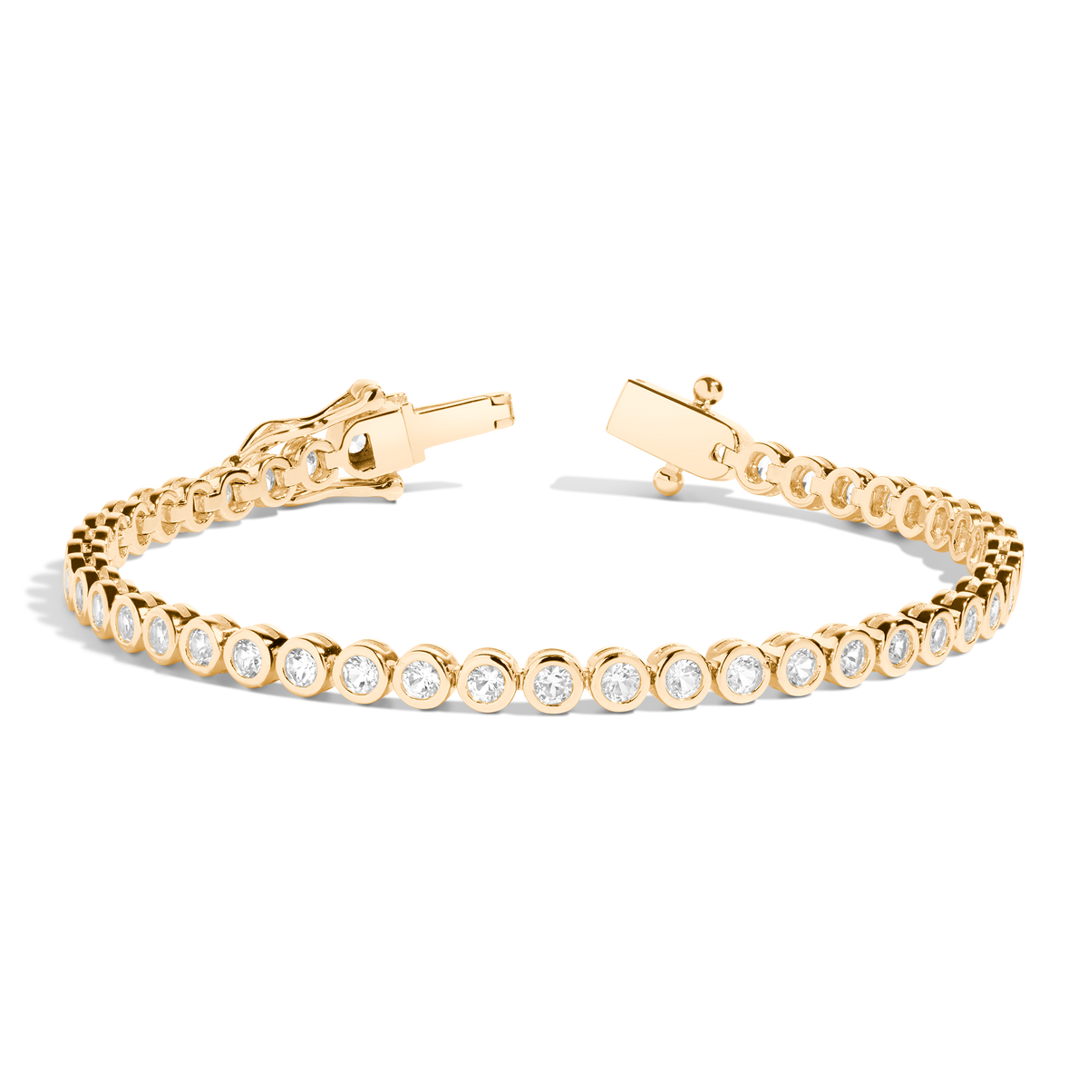 White Sapphire Bezel Tennis Bracelet Vermeil 6in 6.5in 7in Yellow Gold First