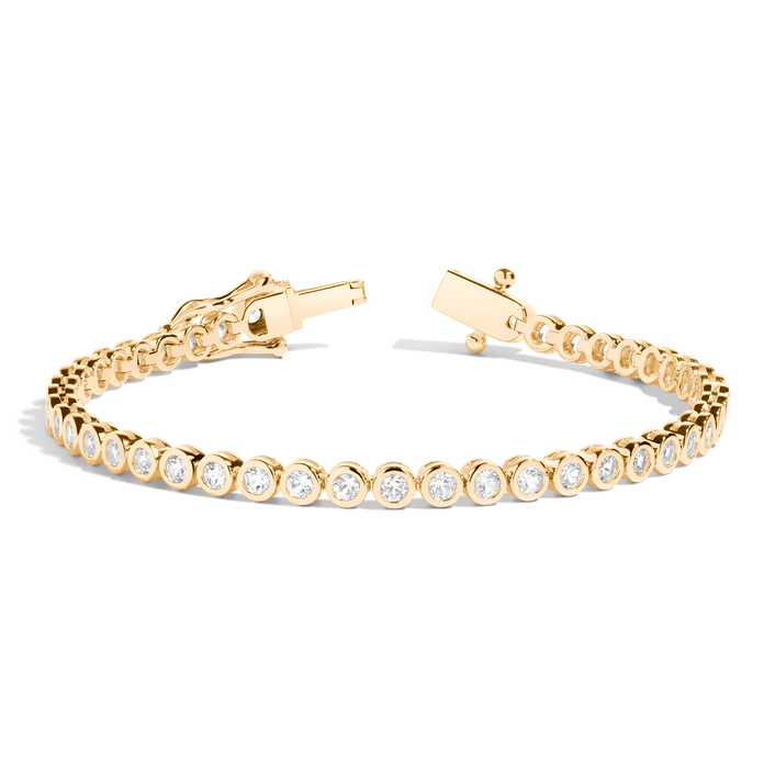 White Sapphire Bezel Tennis Bracelet Vermeil 6in 6.5in 7in Yellow Gold First