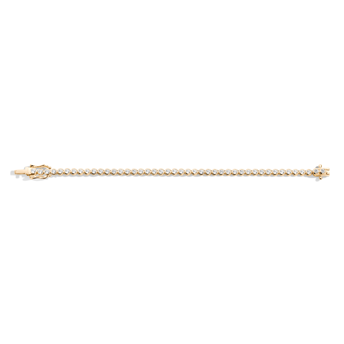 White Sapphire Bezel Tennis Bracelet Vermeil 6in 6.5in 7in Yellow Gold