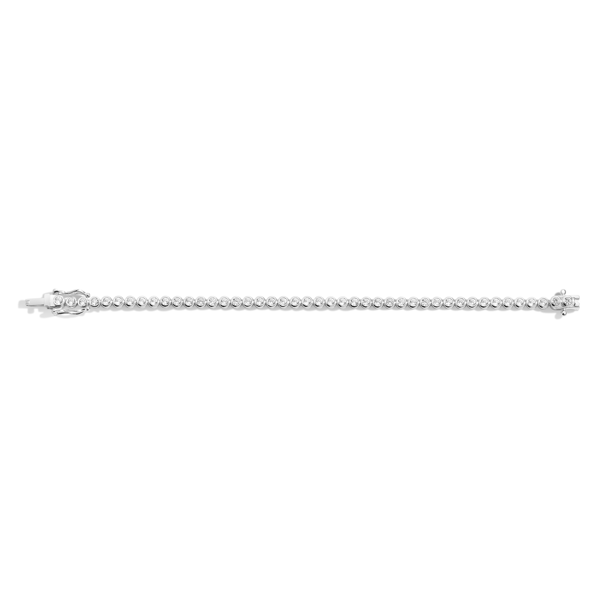 White Sapphire Bezel Tennis Bracelet Vermeil 6in 6.5in 7in White Gold