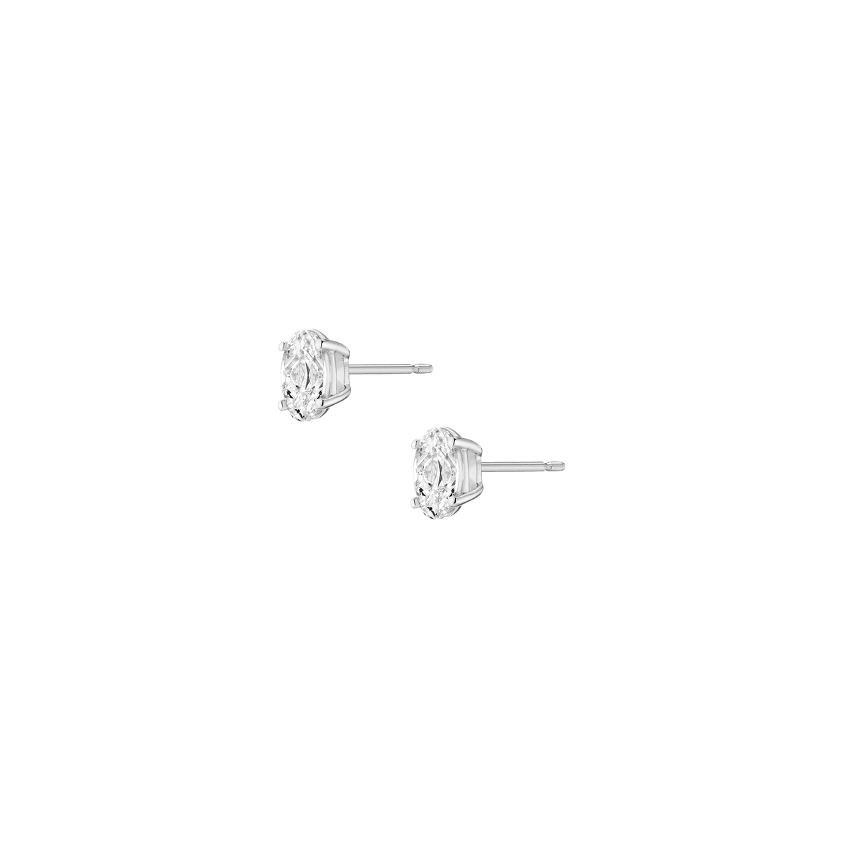 Luxury Oval Lab Grown Diamond Studs 14k White Gold Single Pair 