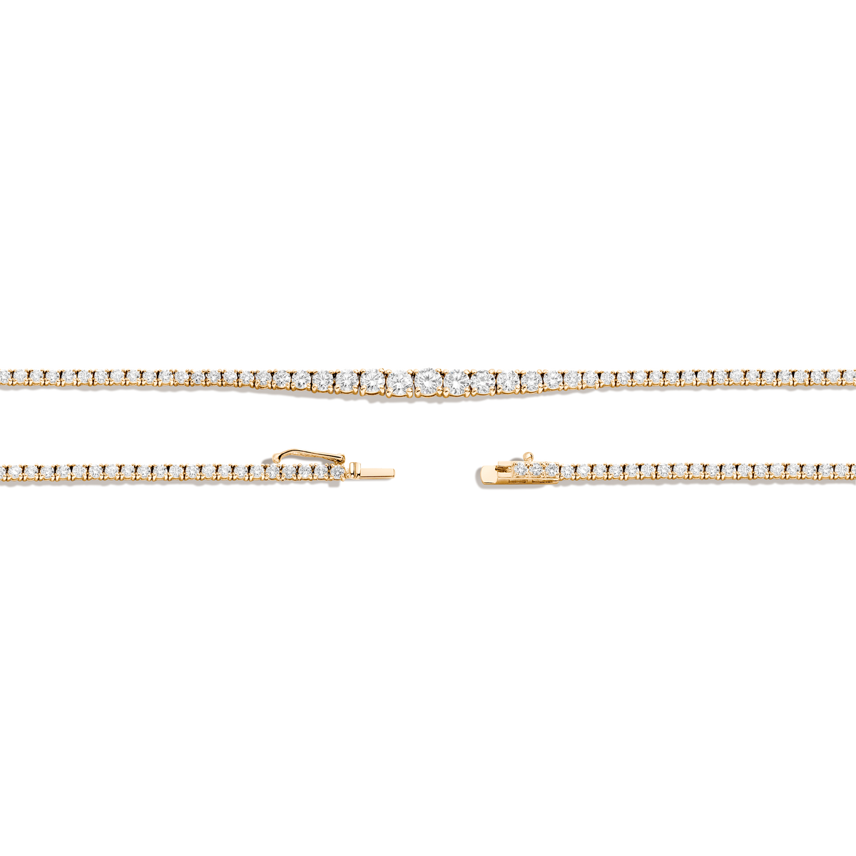 Lab Grown Diamond Graduated Modern Tennis Necklace 14k 16.5in Yellow Gold First