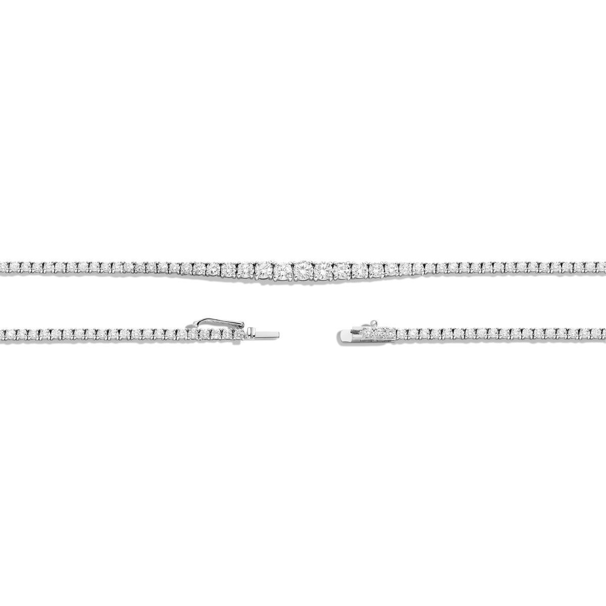 Lab Grown Diamond Graduated Modern Tennis Necklace 14k 16.5in White Gold