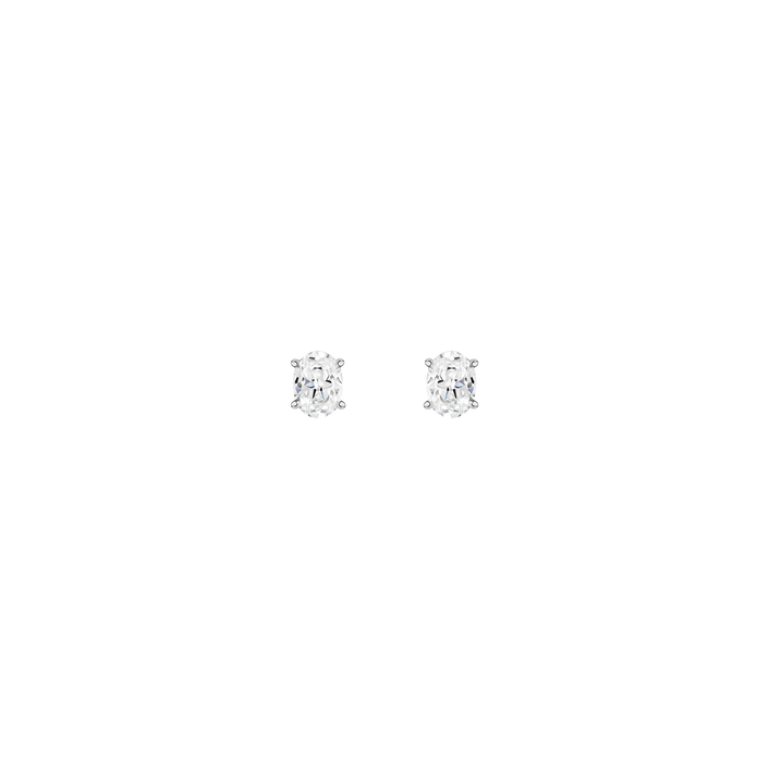 Luxury Oval Lab Grown Diamond Studs 14k White Gold Single Pair First