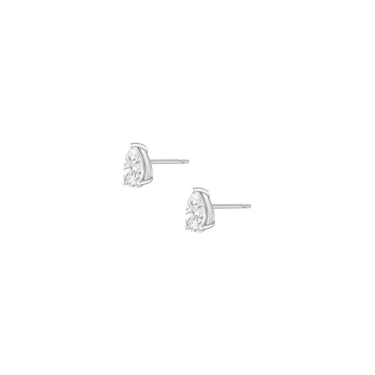Luxury Pear Lab Grown Diamond Studs 14k White Gold Single Pair 